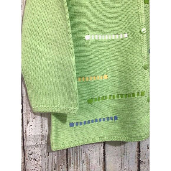 Breckenridge Petite Lime Multi Cardigan Sweater Size Petite Small ❄️💕 - Picture 6 of 9